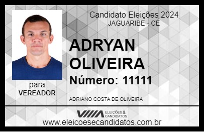 Candidato ADRYAN OLIVEIRA 2024 - JAGUARIBE - Eleições