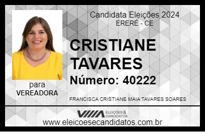 Candidato CRISTIANE TAVARES 2024 - ERERÉ - Eleições