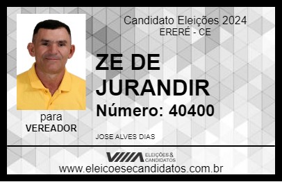 Candidato ZE DE JURANDIR 2024 - ERERÉ - Eleições