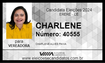 Candidato CHARLENE 2024 - ERERÉ - Eleições