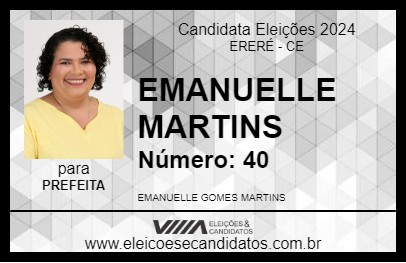 Candidato EMANUELLE MARTINS 2024 - ERERÉ - Eleições