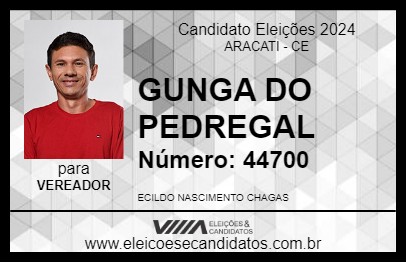 Candidato GUNGA DO PEDREGAL 2024 - ARACATI - Eleições