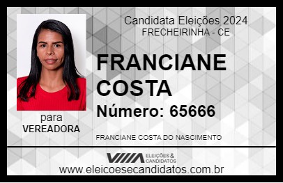 Candidato FRANCIANE COSTA 2024 - FRECHEIRINHA - Eleições