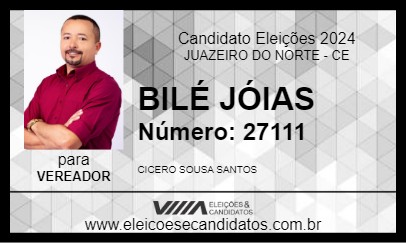 Candidato BILÉ JÓIAS 2024 - JUAZEIRO DO NORTE - Eleições