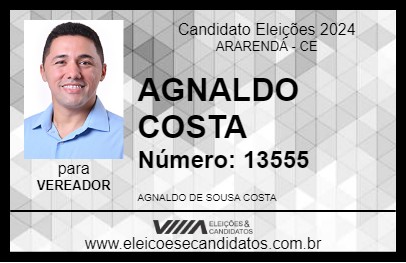 Candidato AGNALDO COSTA 2024 - ARARENDÁ - Eleições