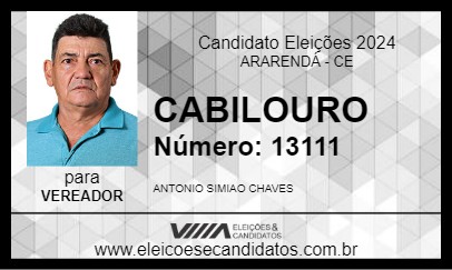 Candidato CABILOURO 2024 - ARARENDÁ - Eleições