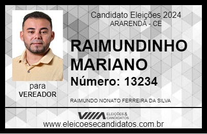 Candidato RAIMUNDINHO MARIANO 2024 - ARARENDÁ - Eleições