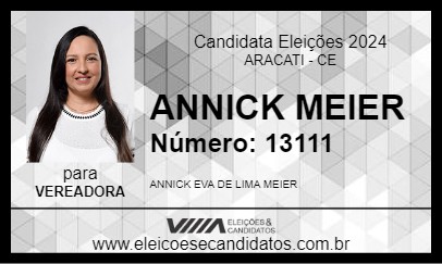 Candidato ANNICK MEIER 2024 - ARACATI - Eleições