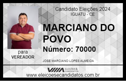 Candidato MARCIANO DO POVO 2024 - IGUATU - Eleições