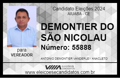 Candidato DEMONTIER DO SÃO NICOLAU 2024 - AIUABA - Eleições