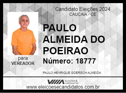 Candidato PAULO ALMEIDA DO POEIRAO 2024 - CAUCAIA - Eleições