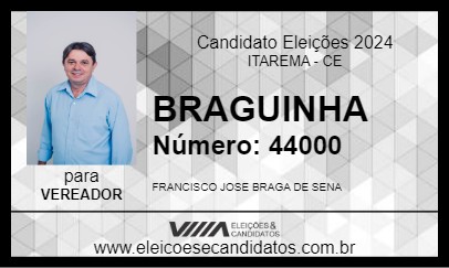 Candidato BRAGUINHA 2024 - ITAREMA - Eleições