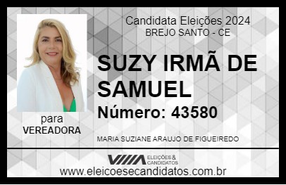 Candidato SUZY IRMÃ DE SAMUEL 2024 - BREJO SANTO - Eleições