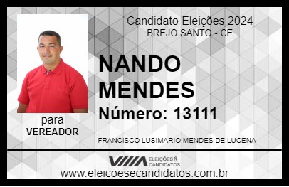 Candidato NANDO MENDES 2024 - BREJO SANTO - Eleições