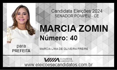 Candidato MARCIA ZOMIN 2024 - SENADOR POMPEU - Eleições