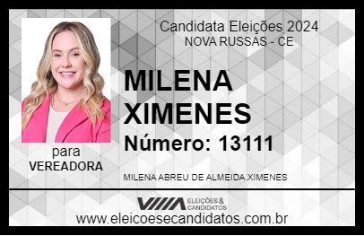 Candidato MILENA XIMENES 2024 - NOVA RUSSAS - Eleições