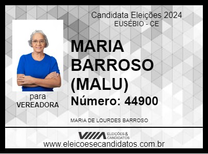 Candidato MARIA BARROSO (MALU) 2024 - EUSÉBIO - Eleições