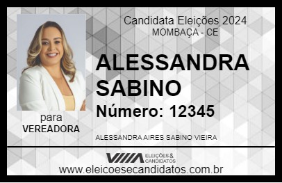 Candidato ALESSANDRA SABINO 2024 - MOMBAÇA - Eleições