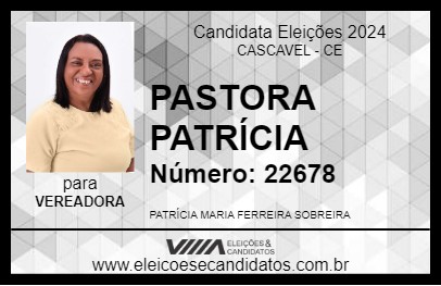 Candidato PASTORA PATRÍCIA 2024 - CASCAVEL - Eleições