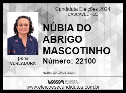 Candidato NÚBIA DO ABRIGO MASCOTINHO 2024 - CASCAVEL - Eleições