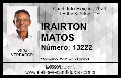 Candidato IRAIRTON MATOS 2024 - PEDRA BRANCA - Eleições