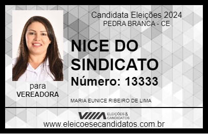 Candidato NICE DO SINDICATO 2024 - PEDRA BRANCA - Eleições