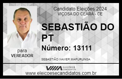 Candidato SEBASTIÃO DO PT 2024 - VIÇOSA DO CEARÁ - Eleições