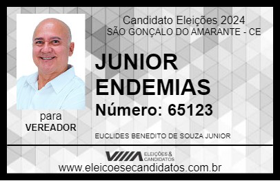 Candidato JUNIOR ENDEMIAS 2024 - SÃO GONÇALO DO AMARANTE - Eleições