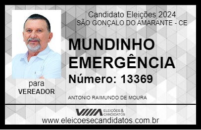 Candidato MUNDINHO EMERGÊNCIA 2024 - SÃO GONÇALO DO AMARANTE - Eleições