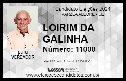 Candidato LOIRIM DA GALINHA 2024 - VÁRZEA ALEGRE - Eleições