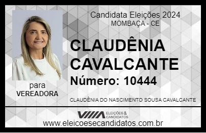 Candidato CLAUDÊNIA CAVALCANTE 2024 - MOMBAÇA - Eleições