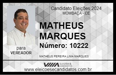 Candidato MATHEUS MARQUES 2024 - MOMBAÇA - Eleições