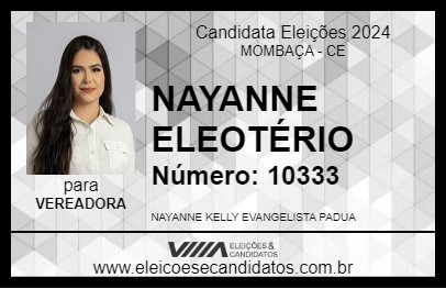 Candidato NAYANNE ELEOTÉRIO 2024 - MOMBAÇA - Eleições