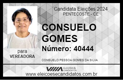 Candidato CONSUELO GOMES 2024 - PENTECOSTE - Eleições