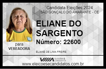 Candidato ELIANE DO SARGENTO 2024 - SÃO GONÇALO DO AMARANTE - Eleições