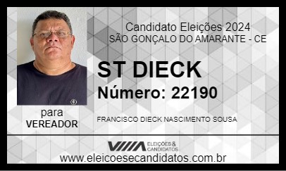 Candidato ST DIECK 2024 - SÃO GONÇALO DO AMARANTE - Eleições