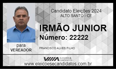 Candidato IRMÃO JUNIOR 2024 - ALTO SANTO - Eleições