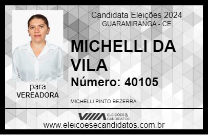 Candidato MICHELLI DA VILA 2024 - GUARAMIRANGA - Eleições