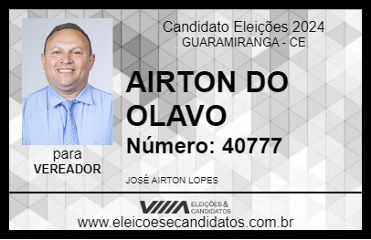 Candidato AIRTON DO OLAVO 2024 - GUARAMIRANGA - Eleições