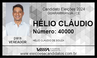 Candidato HÉLIO CLÁUDIO 2024 - GUARAMIRANGA - Eleições