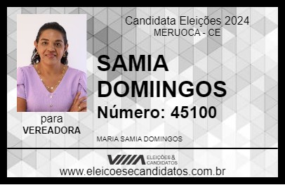 Candidato SAMIA DOMIINGOS 2024 - MERUOCA - Eleições