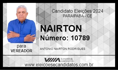 Candidato NAIRTON 2024 - PARAIPABA - Eleições