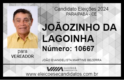 Candidato JOÃOZINHO DA LAGOINHA 2024 - PARAIPABA - Eleições