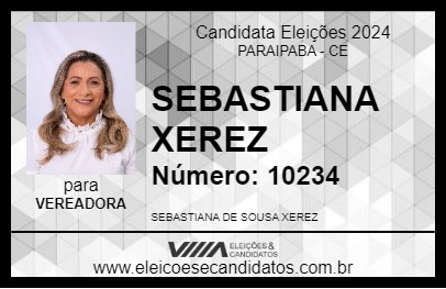 Candidato SEBASTIANA XEREZ 2024 - PARAIPABA - Eleições