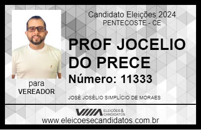 Candidato PROF JOCELIO DO PRECE 2024 - PENTECOSTE - Eleições