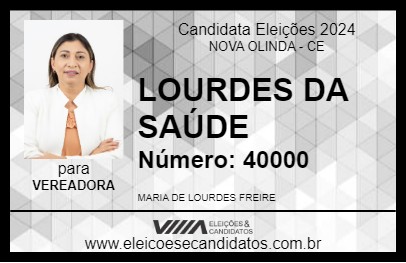 Candidato LOURDES DA SAÚDE 2024 - NOVA OLINDA - Eleições