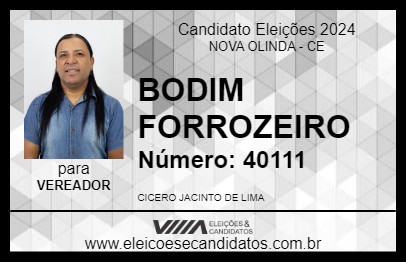 Candidato BODIM FORROZEIRO 2024 - NOVA OLINDA - Eleições