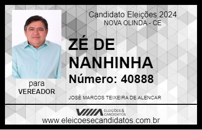 Candidato ZÉ DE NANHINHA 2024 - NOVA OLINDA - Eleições