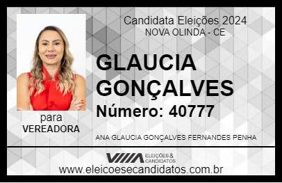 Candidato GLAUCIA GONÇALVES 2024 - NOVA OLINDA - Eleições