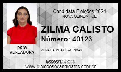 Candidato ZILMA CALISTO 2024 - NOVA OLINDA - Eleições